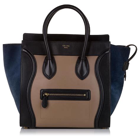 celine mini luggage tricolor|celine leather bag.